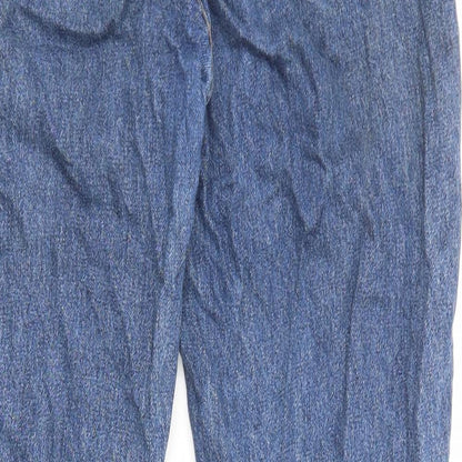 Monki Womens Blue Cotton Straight Jeans Size 32 in L28 in Regular Zip