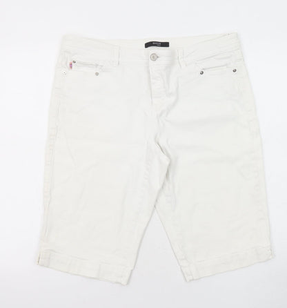 Basler Womens White Cotton Bermuda Shorts Size 34 in L12 in Regular Zip