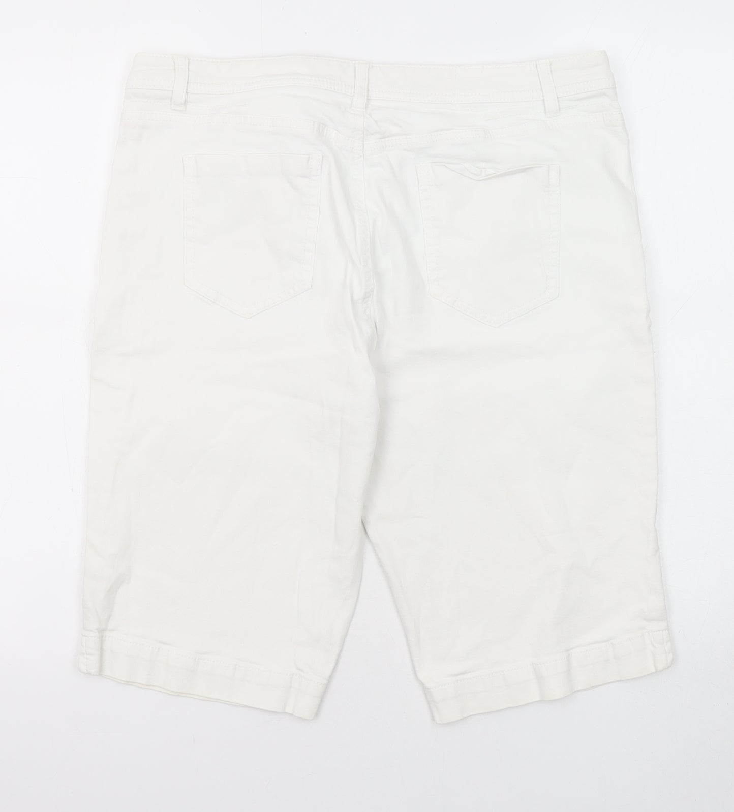 Basler Womens White Cotton Bermuda Shorts Size 34 in L12 in Regular Zip