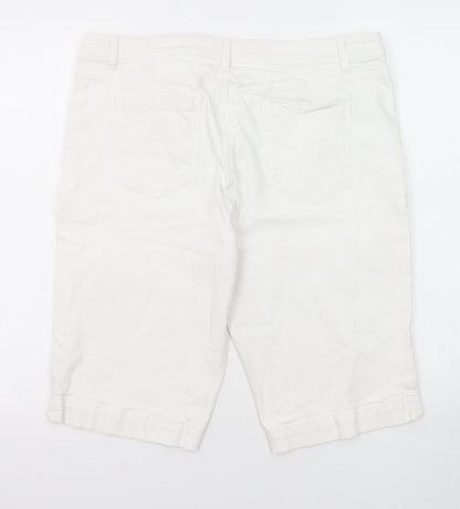 Basler Womens White Cotton Bermuda Shorts Size 34 in L12 in Regular Zip