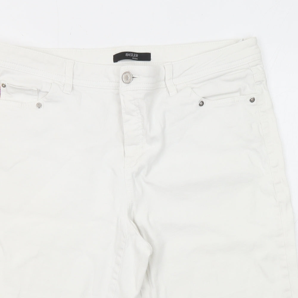 Basler Womens White Cotton Bermuda Shorts Size 34 in L12 in Regular Zip