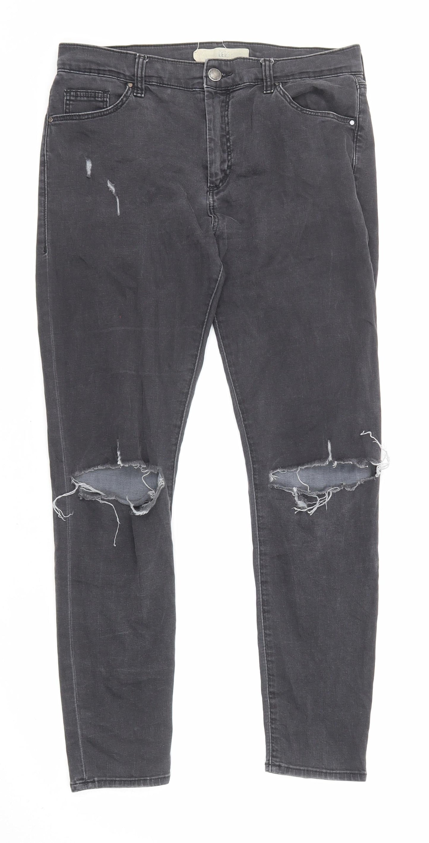 Topshop Womens Grey Cotton Skinny Jeans Size 30 in L30 in Regular Zip