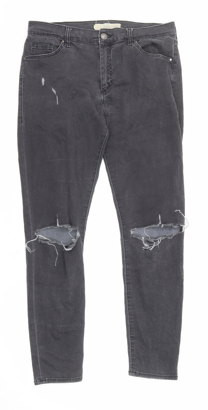 Topshop Womens Grey Cotton Skinny Jeans Size 30 in L30 in Regular Zip
