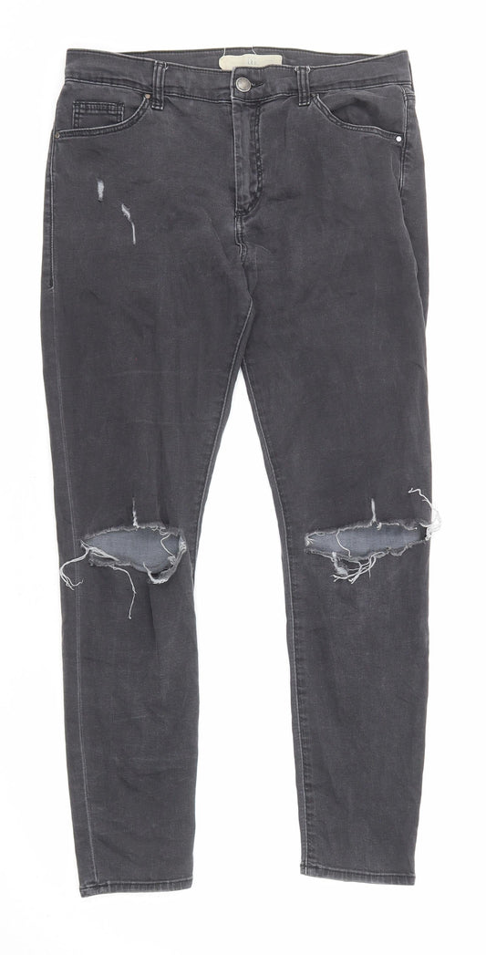 Topshop Womens Grey Cotton Skinny Jeans Size 30 in L30 in Regular Zip