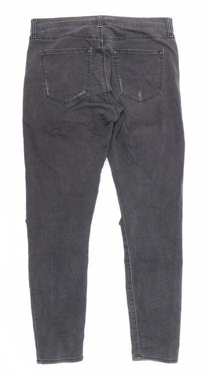 Topshop Womens Grey Cotton Skinny Jeans Size 30 in L30 in Regular Zip