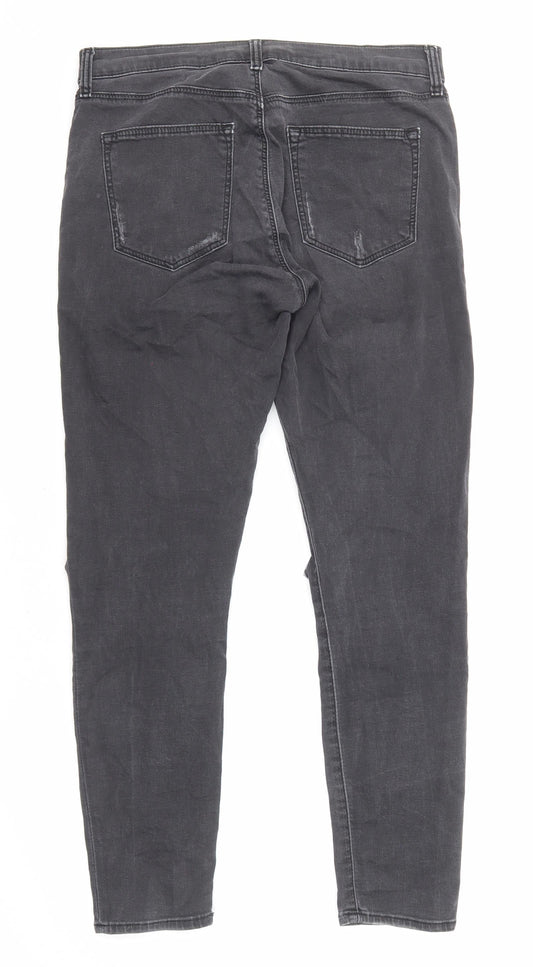 Topshop Womens Grey Cotton Skinny Jeans Size 30 in L30 in Regular Zip