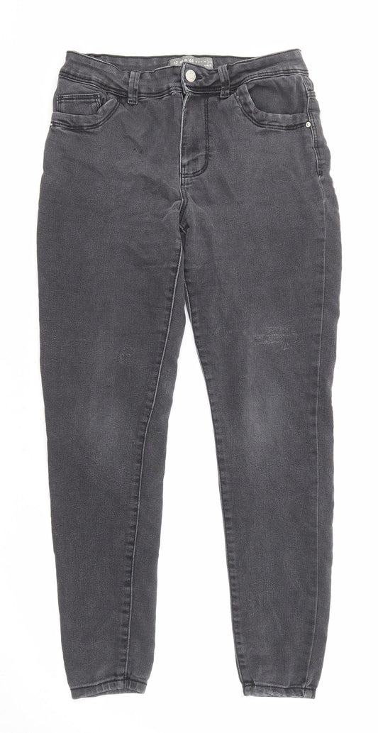 Denim & Co. Womens Grey Cotton Skinny Jeans Size 12 L27 in Regular Zip