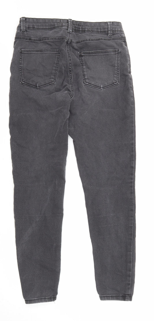 Denim & Co. Womens Grey Cotton Skinny Jeans Size 12 L27 in Regular Zip