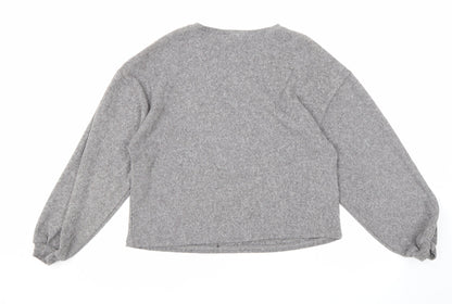 New Look Womens Grey Round Neck Polyester Pullover Jumper Size M