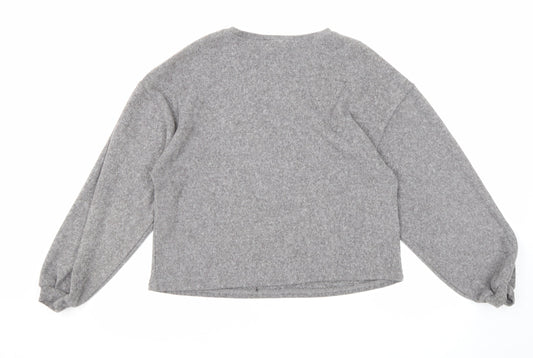 New Look Womens Grey Round Neck Polyester Pullover Jumper Size M
