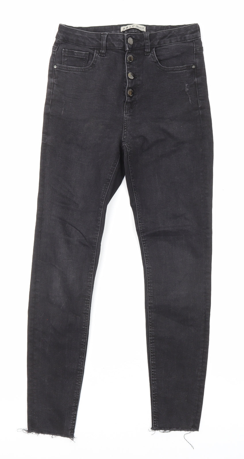 Denim & Co. Womens Black Cotton Skinny Jeans Size 10 L26 in Regular Button - Raw Hem