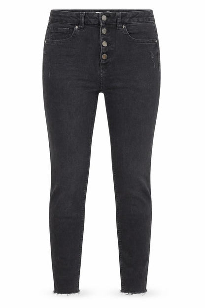 Denim & Co. Womens Black Cotton Skinny Jeans Size 10 L26 in Regular Button - Raw Hem