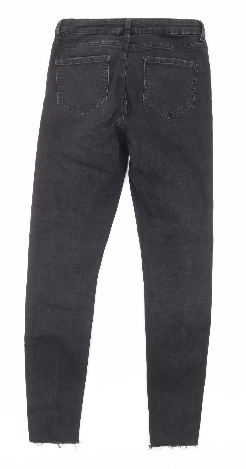 Denim & Co. Womens Black Cotton Skinny Jeans Size 10 L26 in Regular Button - Raw Hem