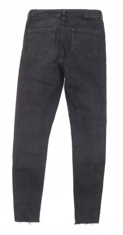 Denim & Co. Womens Black Cotton Skinny Jeans Size 10 L26 in Regular Button - Raw Hem