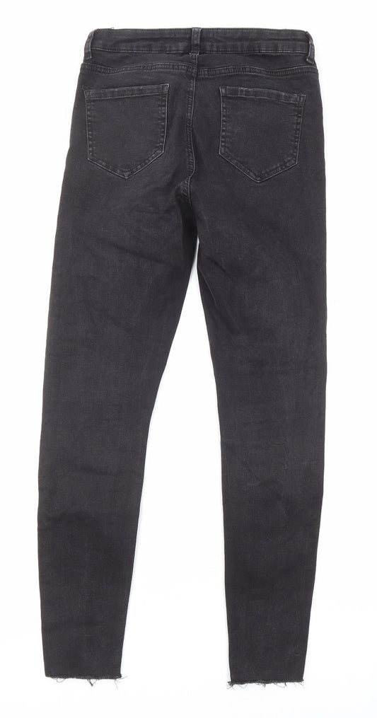 Denim & Co. Womens Black Cotton Skinny Jeans Size 10 L26 in Regular Button - Raw Hem