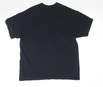 Love Island Mens Black Cotton T-Shirt Size L Round Neck