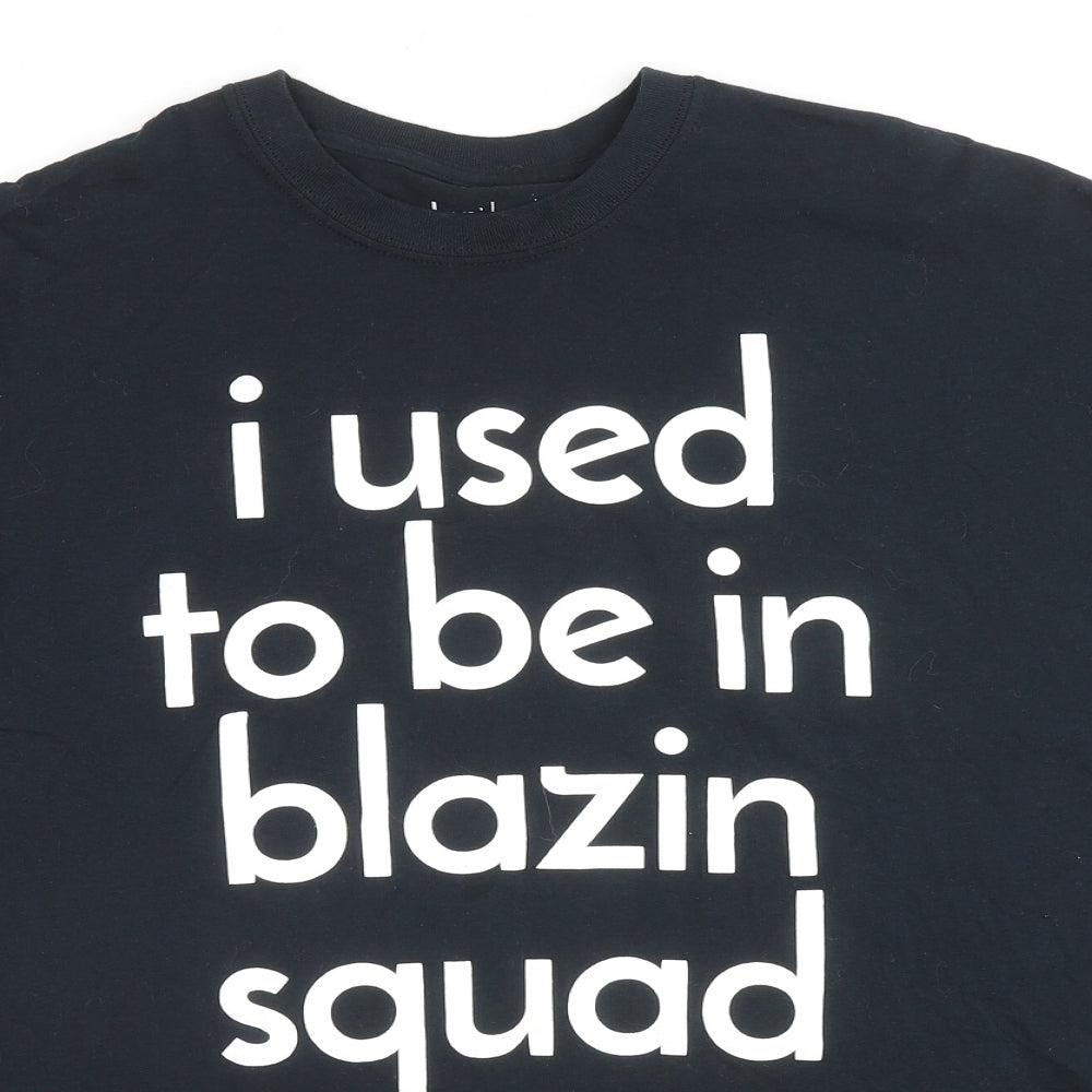 Love Island Mens Black Cotton T-Shirt Size L Round Neck