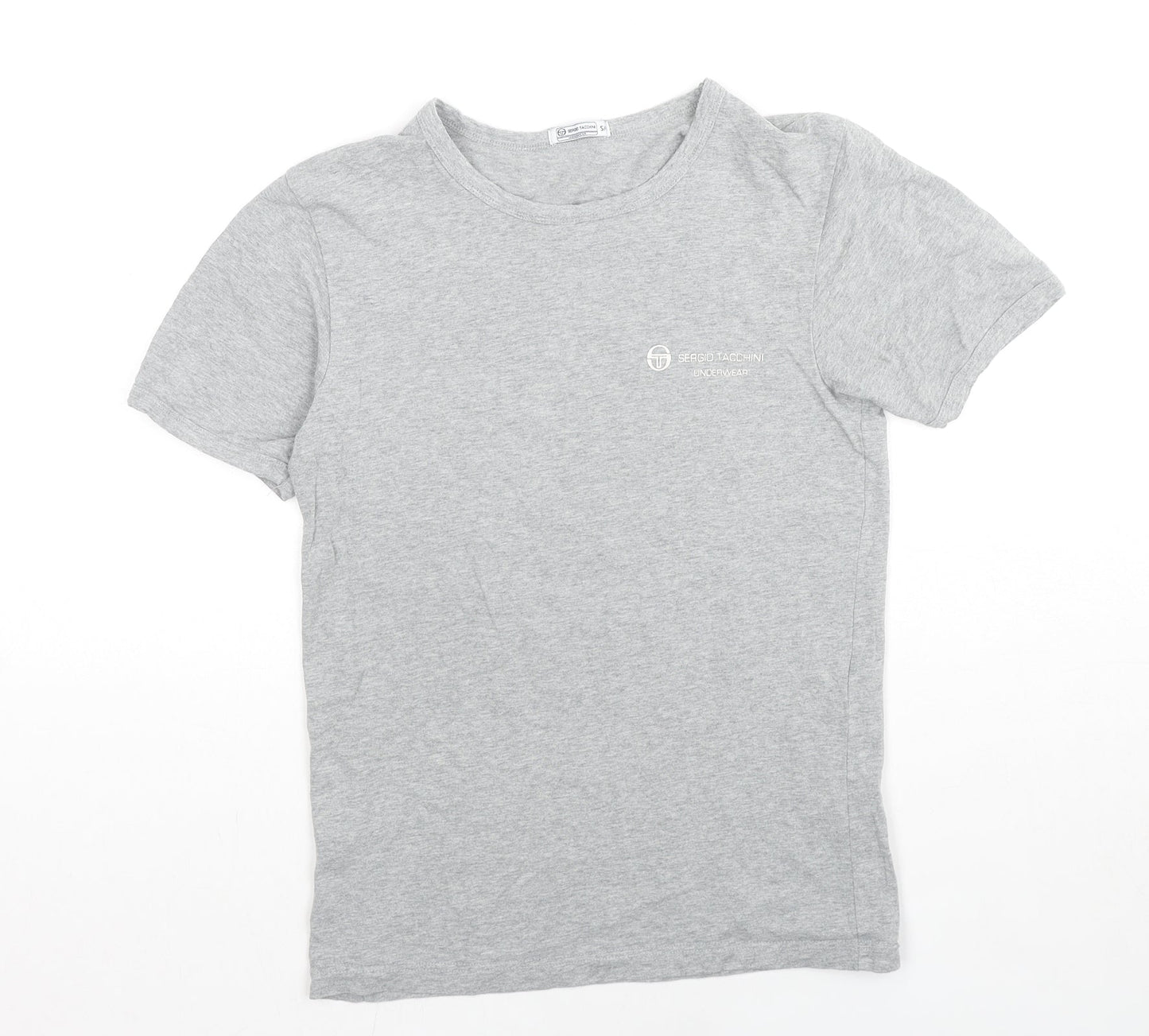 Sergio Tacchini Womens Grey Cotton Basic T-Shirt Size 4 Round Neck