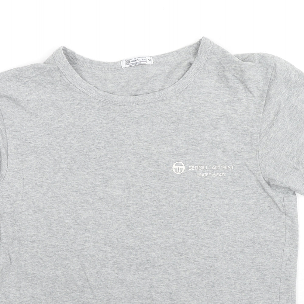 Sergio Tacchini Womens Grey Cotton Basic T-Shirt Size 4 Round Neck