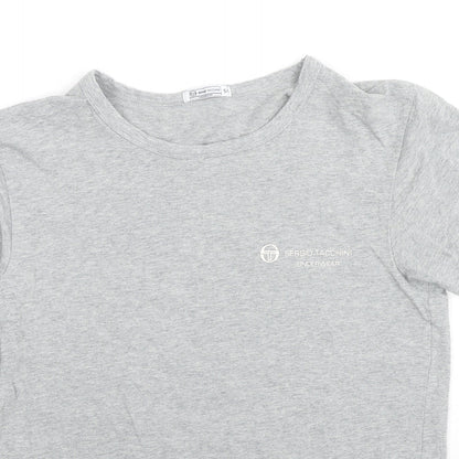 Sergio Tacchini Womens Grey Cotton Basic T-Shirt Size 4 Round Neck