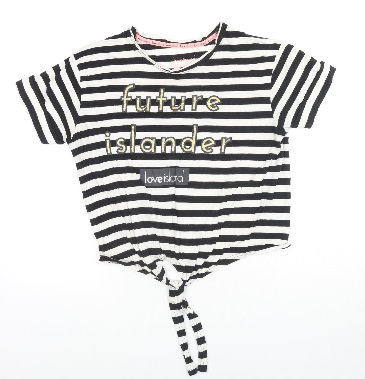 Womens UK Size 10 Love Island Black Basic T-Shirt
