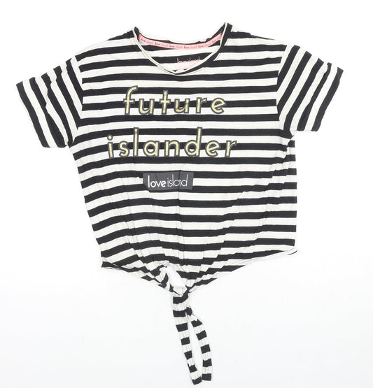 Womens UK Size 10 Love Island Black Basic T-Shirt