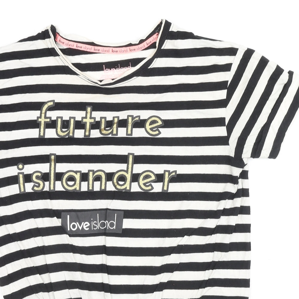Womens UK Size 10 Love Island Black Basic T-Shirt