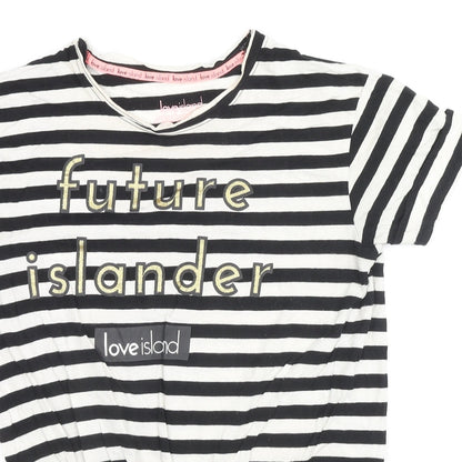 Womens UK Size 10 Love Island Black Basic T-Shirt