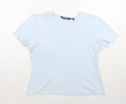 Womens UK Size 12 Casual Club Blue Basic T-Shirt