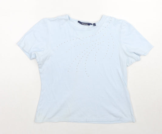 Womens UK Size 12 Casual Club Blue Basic T-Shirt