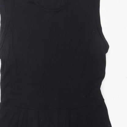 The White Company Womens Black Cotton Shift Size L Round Neck Pullover