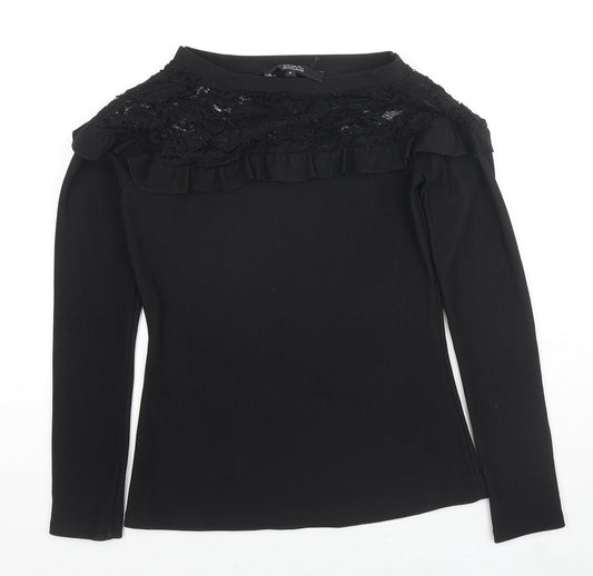 Womens UK Size 8 Debenhams Black Jersey Blouse