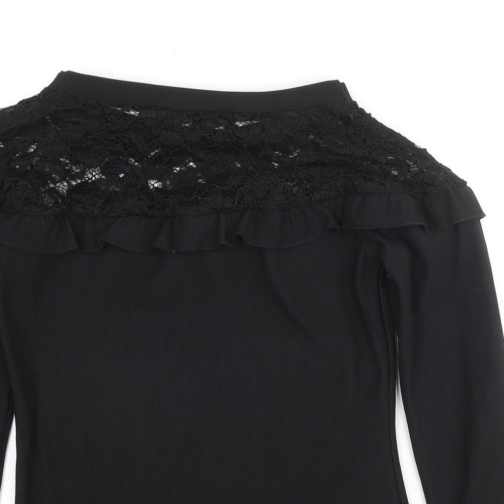 Womens UK Size 8 Debenhams Black Jersey Blouse