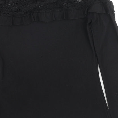 Womens UK Size 8 Debenhams Black Jersey Blouse