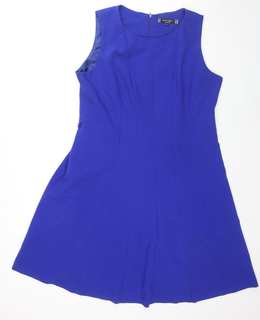 Principles Womens Blue Polyester A-Line Size 12 Round Neck Zip