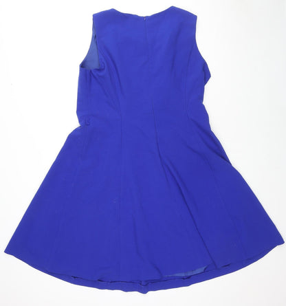 Principles Womens Blue Polyester A-Line Size 12 Round Neck Zip