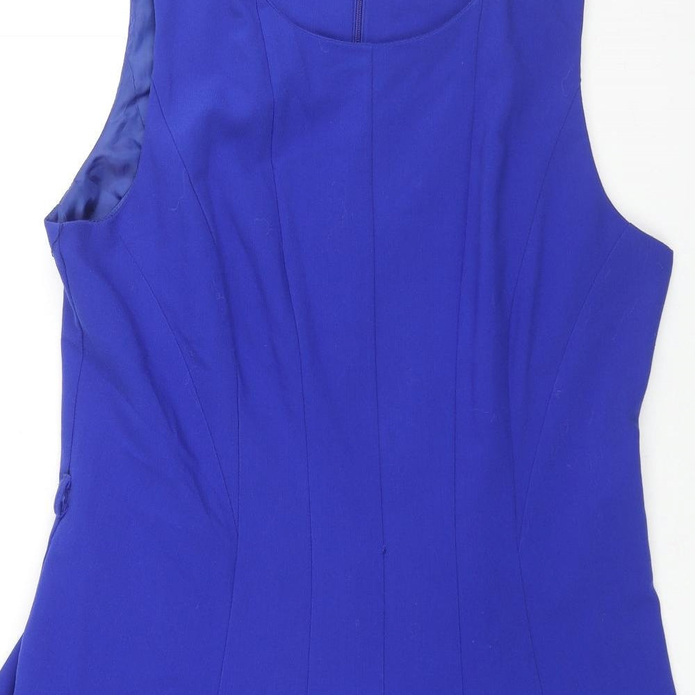 Principles Womens Blue Polyester A-Line Size 12 Round Neck Zip