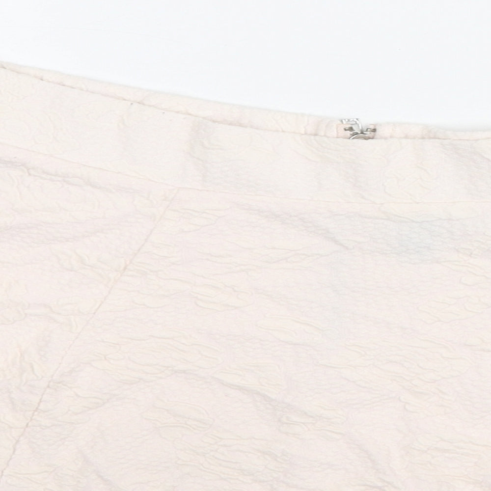 H&M Womens Pink Floral Cotton Skater Skirt Size L Zip