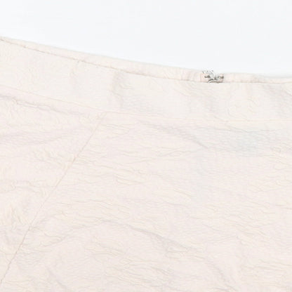 H&M Womens Pink Floral Cotton Skater Skirt Size L Zip