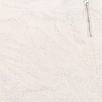 H&M Womens Pink Floral Cotton Skater Skirt Size L Zip