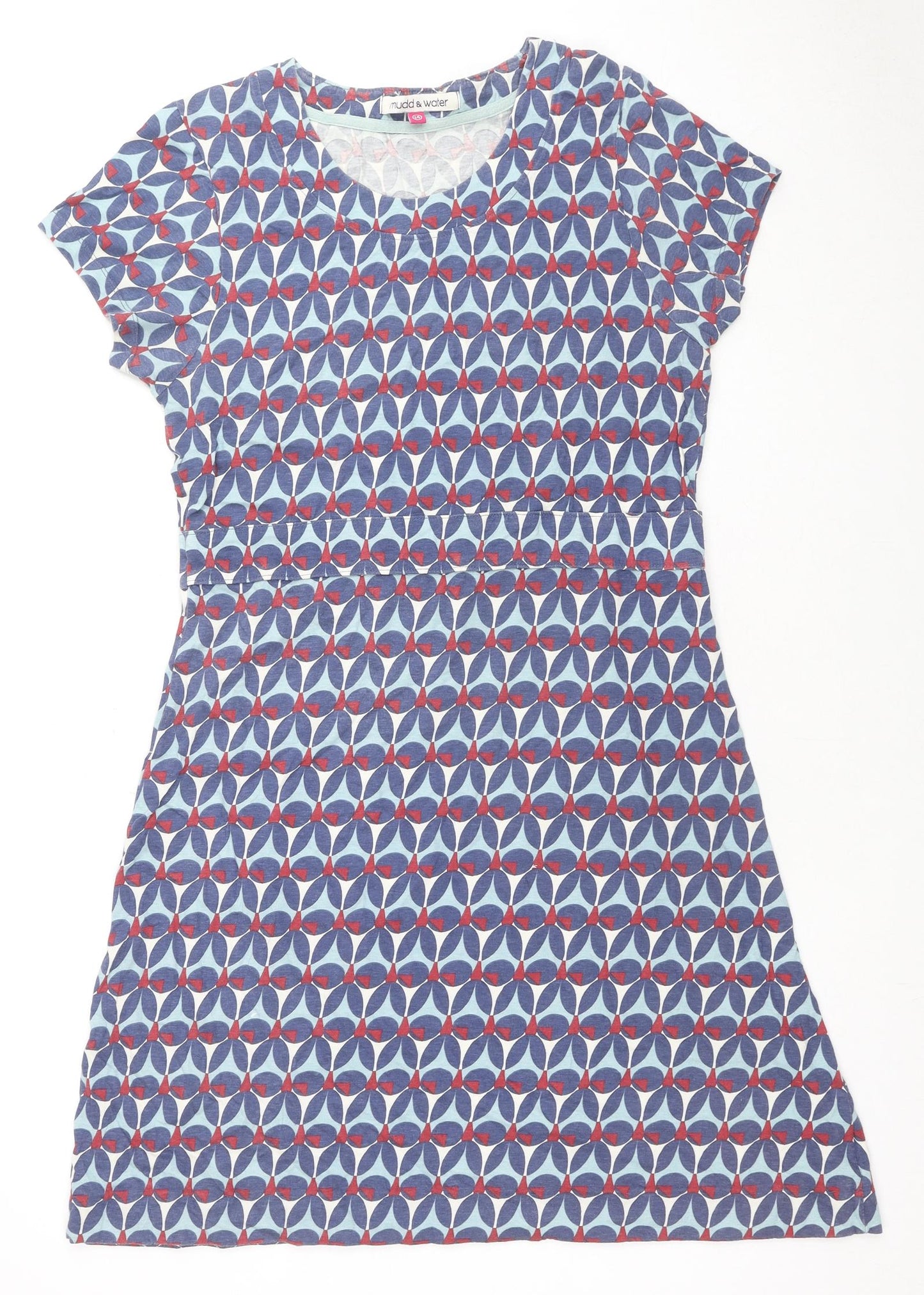 Mudd & Water Womens Black Geometric Cotton Fit & Flare Size 14 Round Neck Pullover