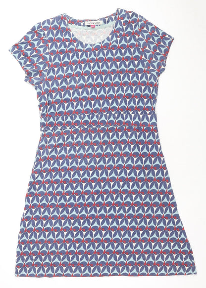 Mudd & Water Womens Black Geometric Cotton Fit & Flare Size 14 Round Neck Pullover