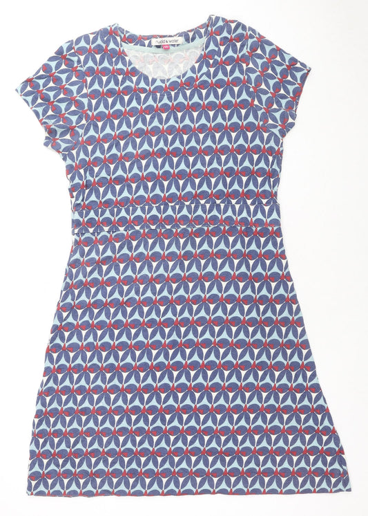 Mudd & Water Womens Black Geometric Cotton Fit & Flare Size 14 Round Neck Pullover