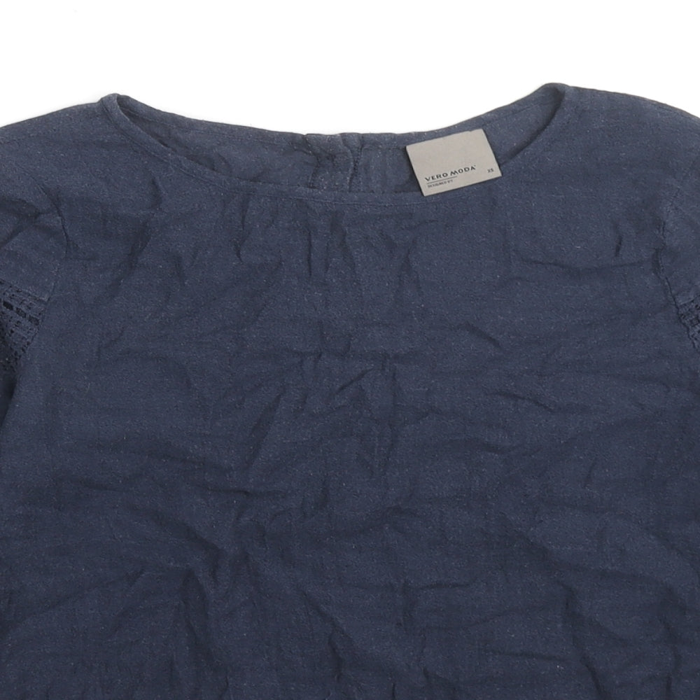 Womens UK Size XS VERO MODA Blue Basic Blouse