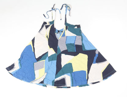 French Connection Womens Blue Colourblock Viscose Camisole Tank Size S V-Neck