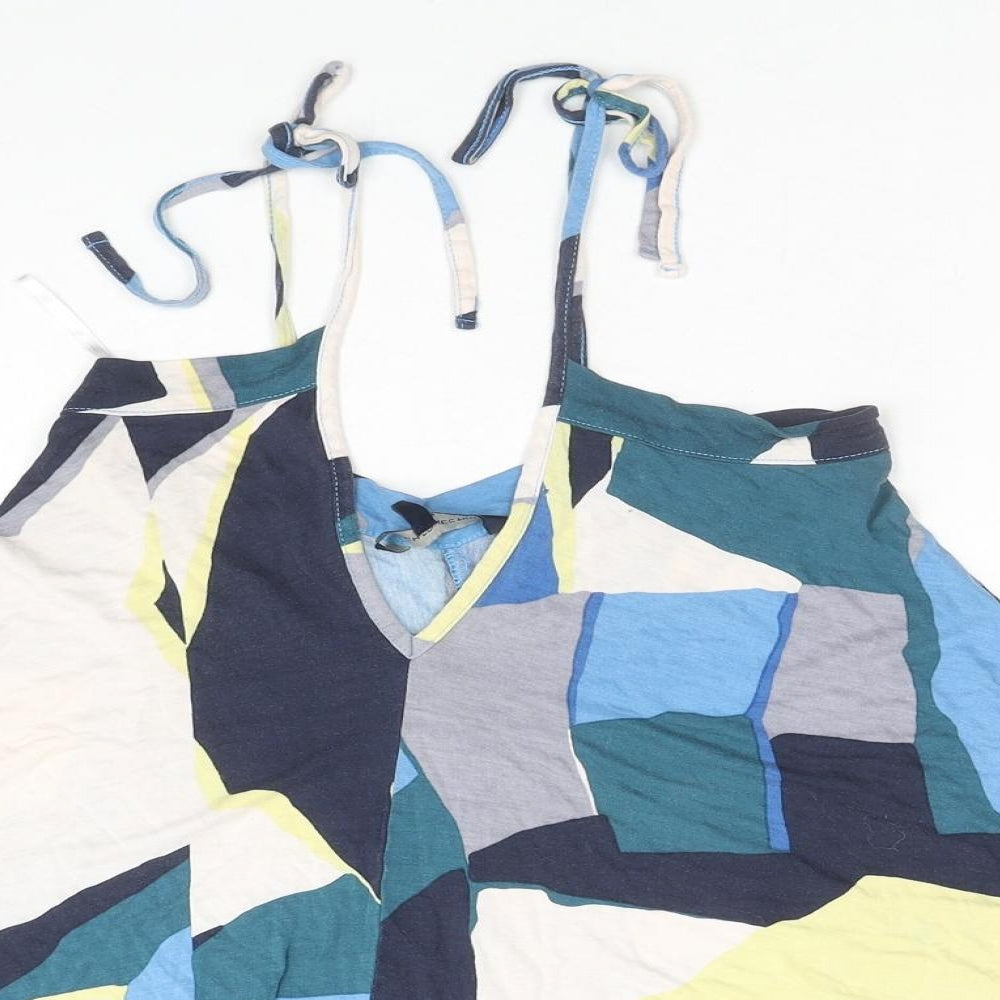 French Connection Womens Blue Colourblock Viscose Camisole Tank Size S V-Neck