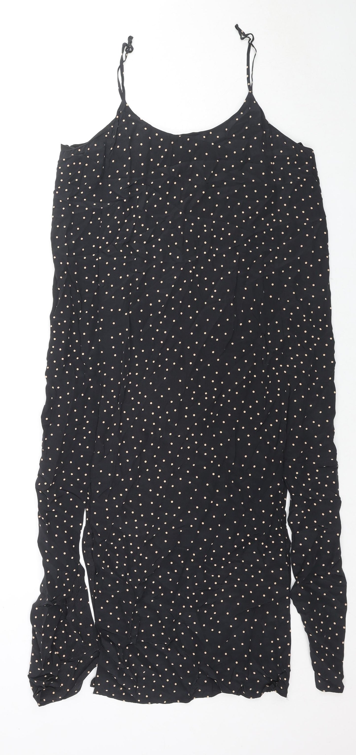 & Other Stories Womens Black Polka Dot Polyester Tunic Tank Size 10 Round Neck - Side Slits