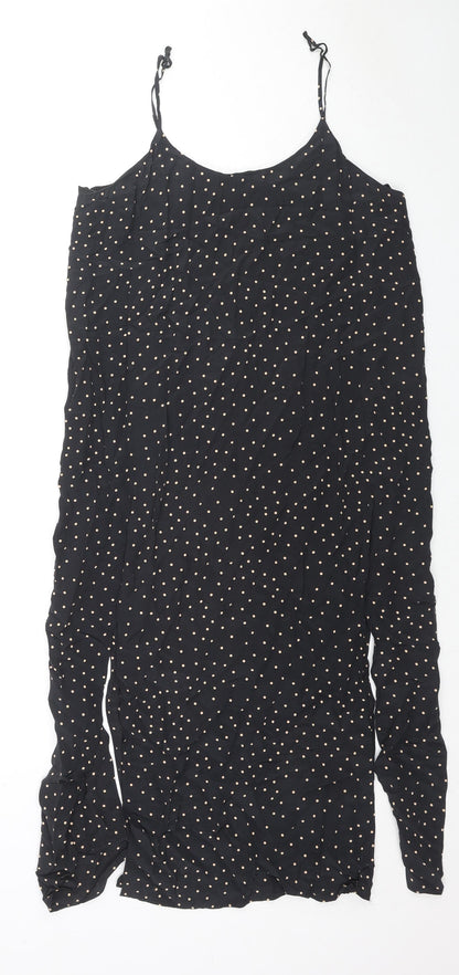 & Other Stories Womens Black Polka Dot Polyester Tunic Tank Size 10 Round Neck - Side Slits
