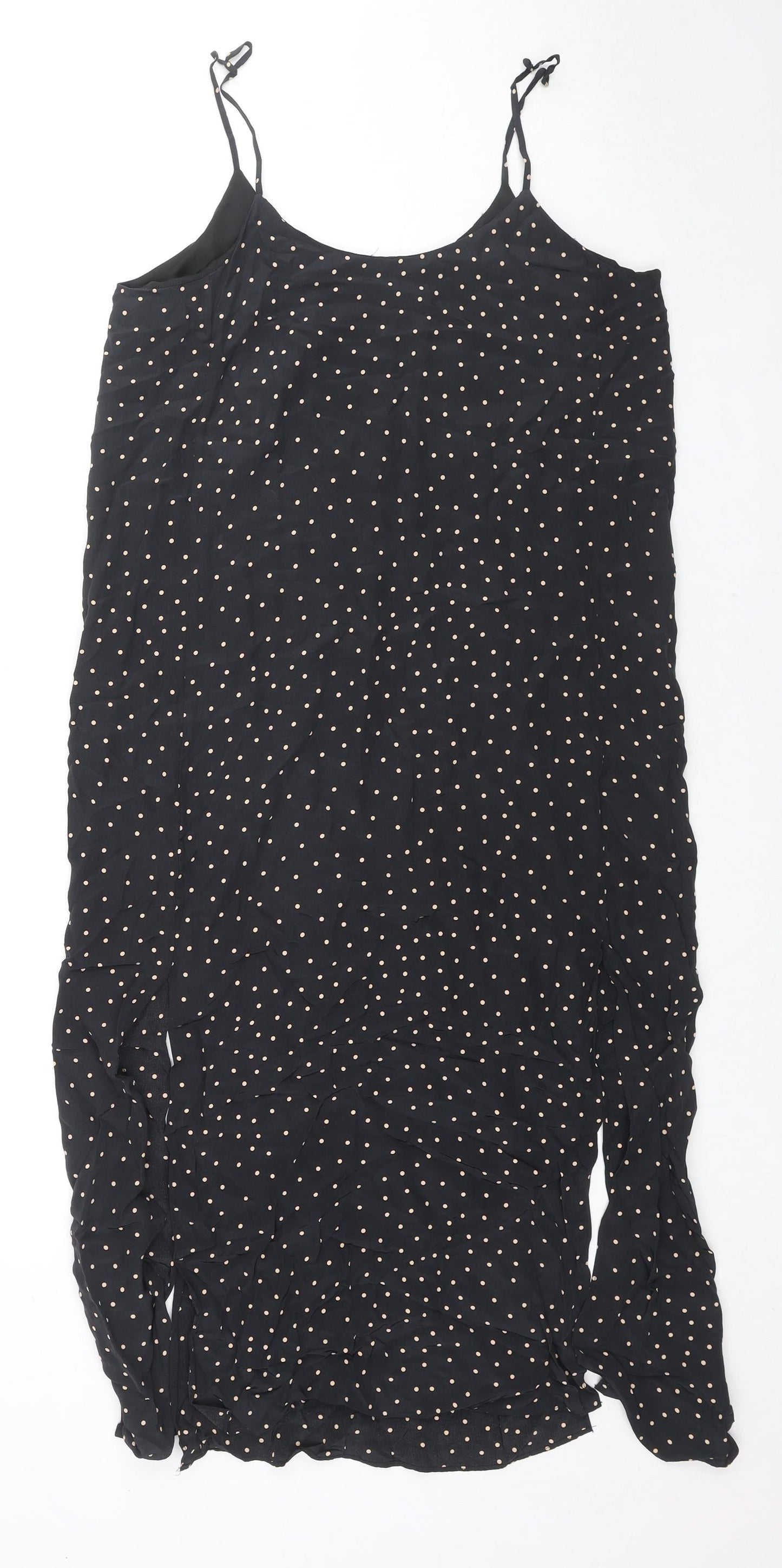 & Other Stories Womens Black Polka Dot Polyester Tunic Tank Size 10 Round Neck - Side Slits
