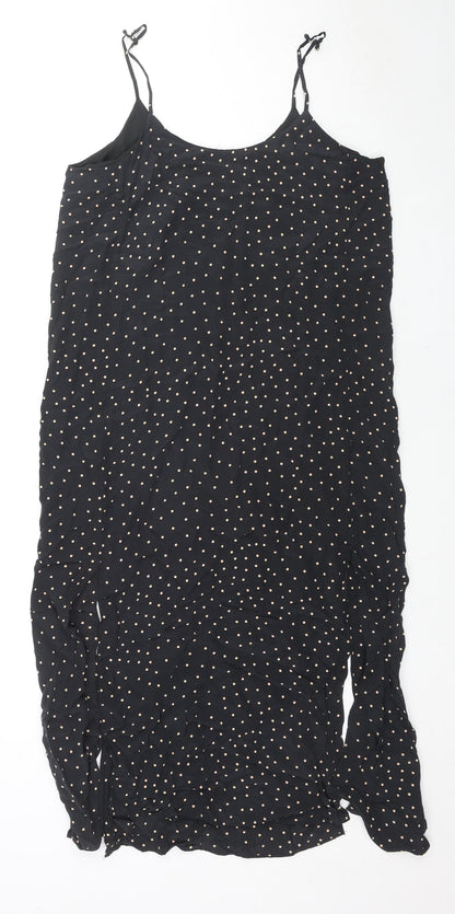 & Other Stories Womens Black Polka Dot Polyester Tunic Tank Size 10 Round Neck - Side Slits